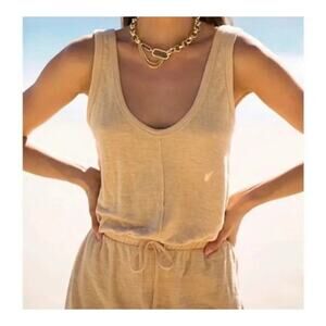 Free People Bicoastal Yellow Jumpsuit size XS